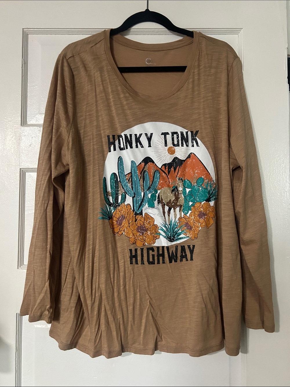Cato Tan Long-Sleeve Graphic Desert Tee